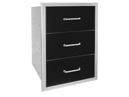 Wildfire 19 X 26 304 Black SS Triple Access Drawer - WFTDW1926-BSS