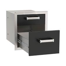Fire Magic Echelon Flush 14-Inch Black Double Access Drawer With Soft Close - 53802BSC