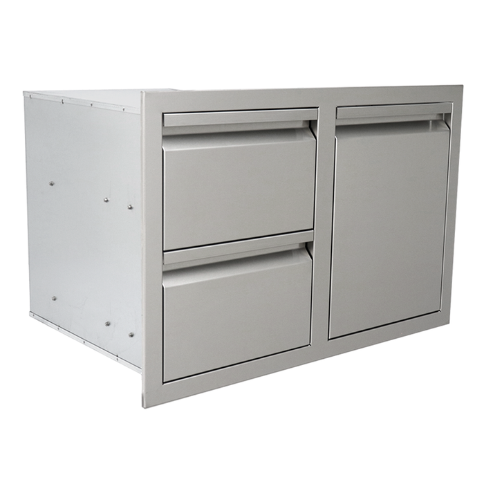 RCS Valiant Series 30-Inch Stainless Steel Enclosed Double Storage Drawer & Propane Drawer Combo - VDCL1