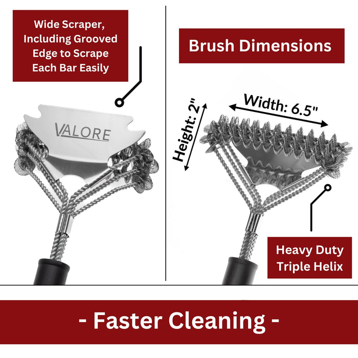 Valore Safe Bristle Free BBQ Grill Brush & Scraper Combo