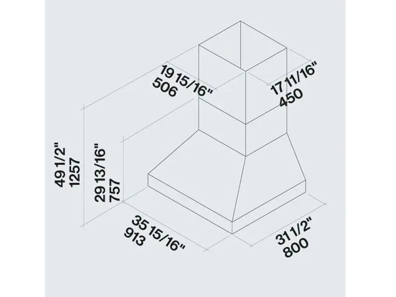 Falmec Pyramid 36-Inch Outdoor Rated Wall Mounted 3-Speed 1200 CFM Vent Hood with LED Lighting