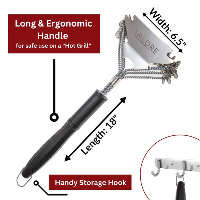 Valore Safe Bristle Free BBQ Grill Brush & Scraper Combo