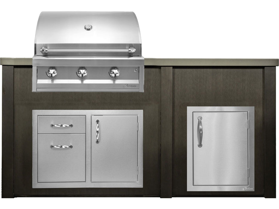 Haven 6 Ft. Outdoor Kitchen Island Antique Bronze w/ Artisan American Eagle 32-Inch Grill, 32-Inch Access Doors & 17-Inch Access Door - HART72DOORAB - AAEP-32