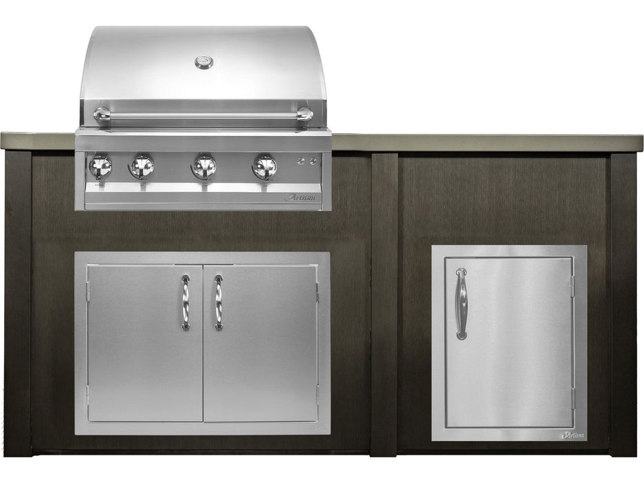 Haven 6 Ft. Outdoor Kitchen Island Antique Bronze w/ Artisan Professional 32-Inch Grill, 32-Inch Access Doors & 17-Inch Access Door - HART72DOORAB