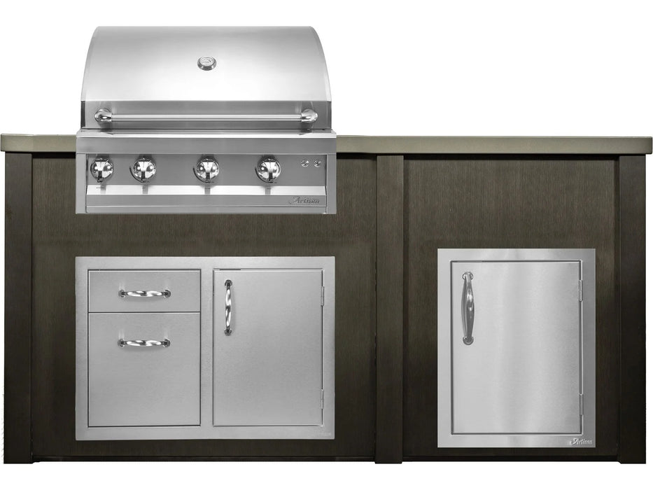 Haven 6 Ft. Outdoor Kitchen Island Antique Bronze w/ Artisan Professional 32-Inch Grill, 32-Inch Access Doors & 17-Inch Access Door - HART72DOORAB