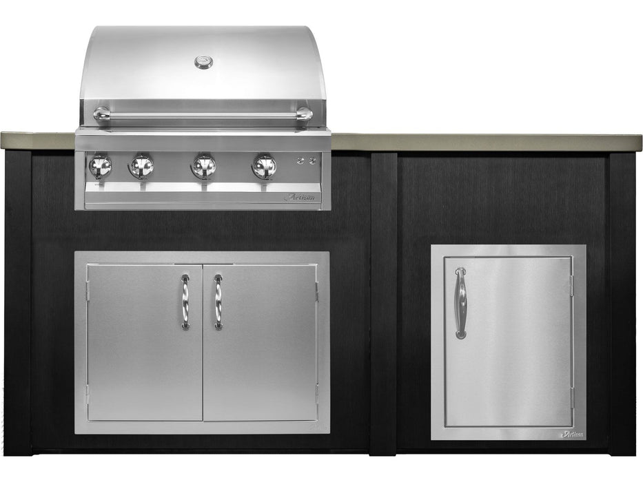 Haven 6 Ft. Outdoor Kitchen Island Brushed Black w/ Artisan Professional 32-Inch Grill, 32-Inch Access Doors & 17-Inch Access Door - HART72DOORBB