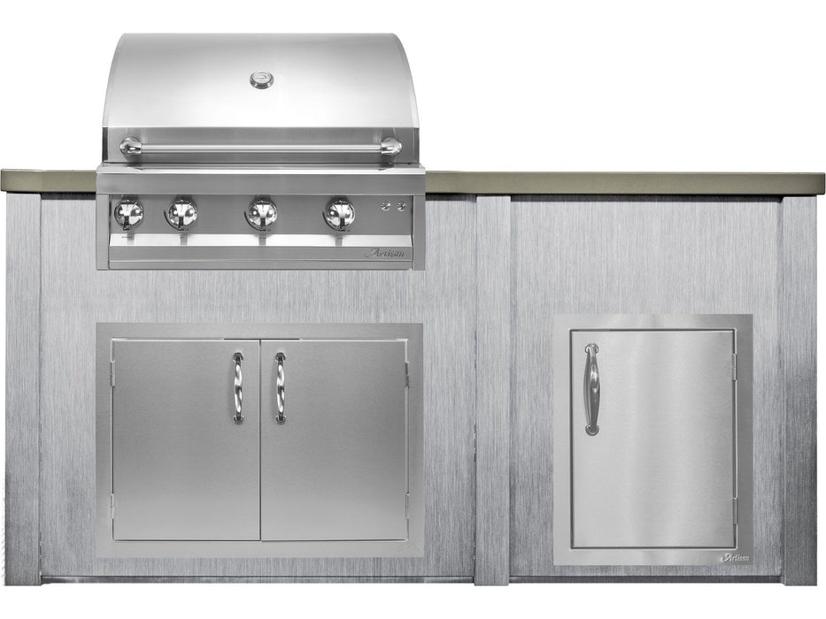 Haven 6 Ft. Outdoor Kitchen Island Harbor Gray w/ Artisan Professional 32-Inch Grill, 32-Inch Access Doors & 17-Inch Access Door - HART72DOORHG
