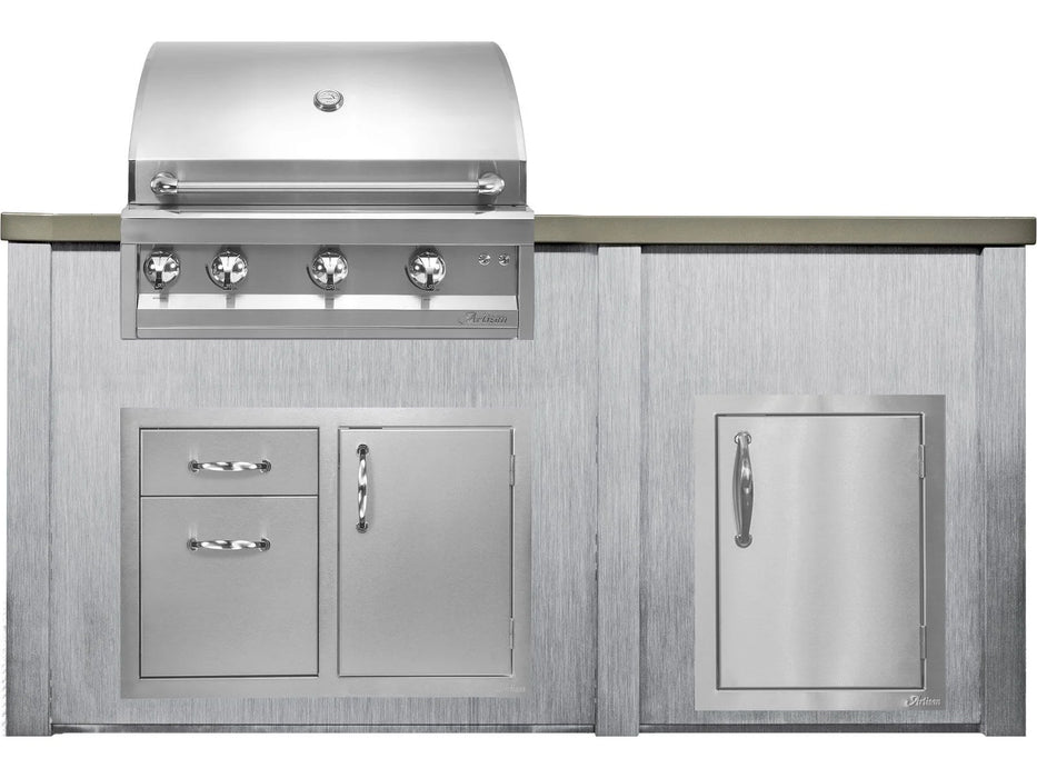 Haven 6 Ft. Outdoor Kitchen Island Harbor Gray w/ Artisan Professional 32-Inch Grill, 32-Inch Access Doors & 17-Inch Access Door - HART72DOORHG