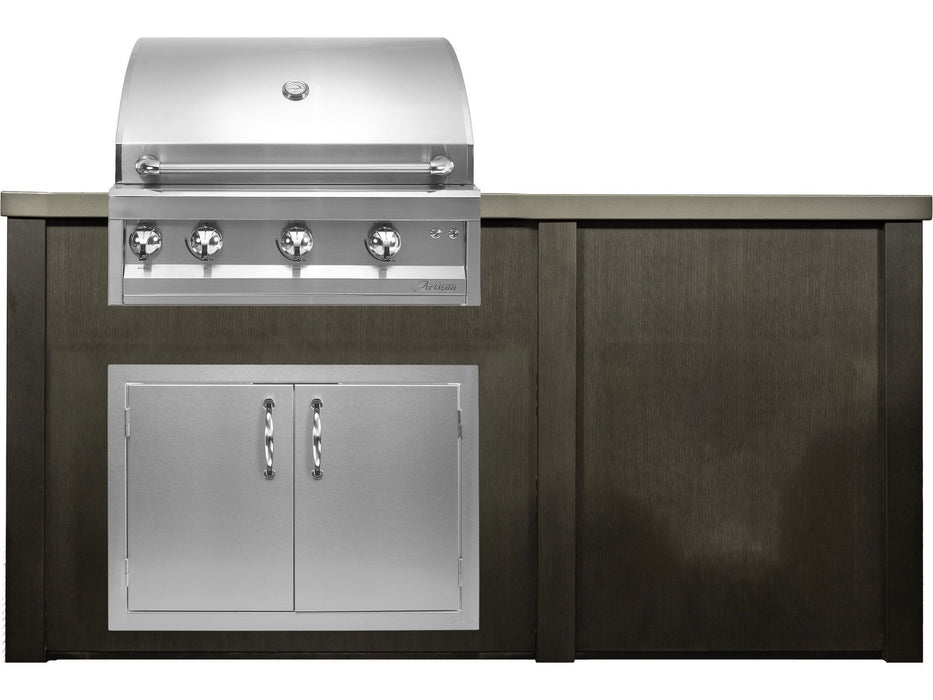 Haven 6 Ft. Outdoor Kitchen Island Antique Bronze w/ Artisan Professional 32-Inch Grill, Access Doors - HART72PANAB