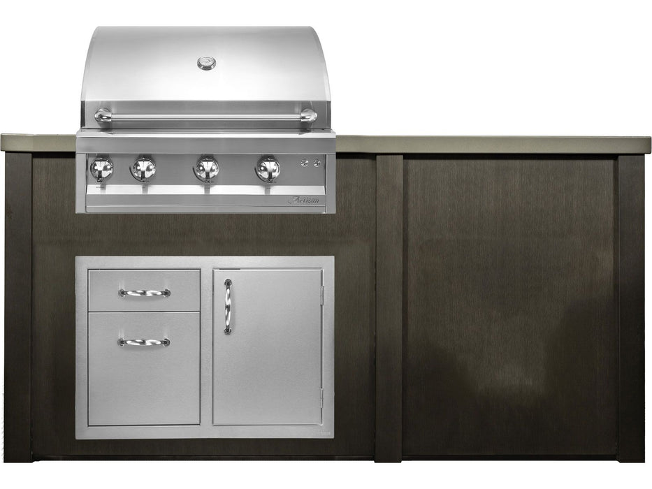 Haven 6 Ft. Outdoor Kitchen Island Antique Bronze w/ Artisan Professional 32-Inch Grill, Access Doors - HART72PANAB