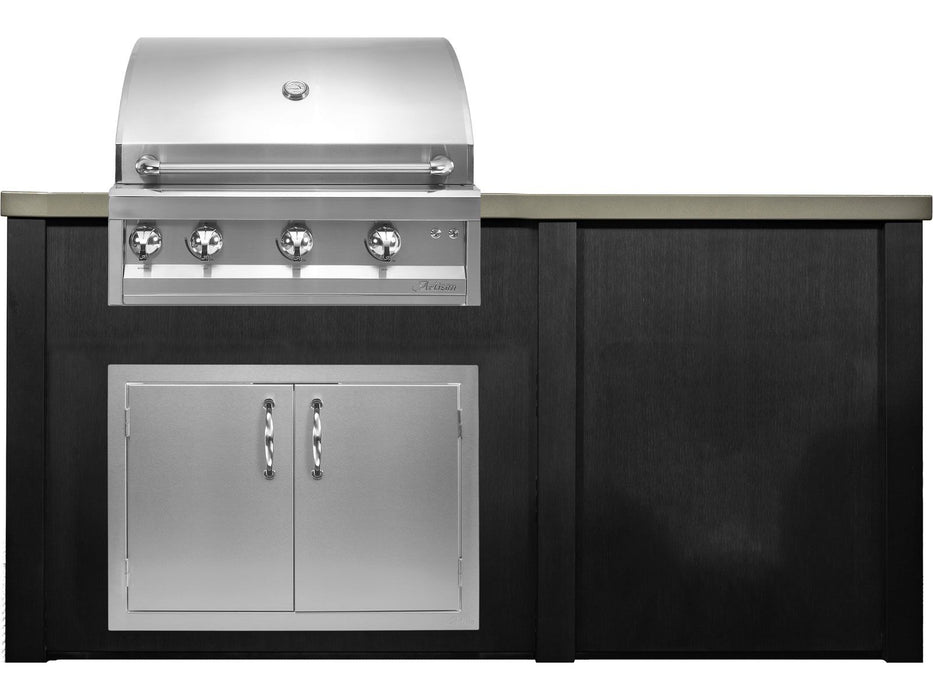Haven 6 Ft. Outdoor Kitchen Island Brushed Black w/ Artisan Professional 32-Inch Grill, Access Doors - HART72PANBB