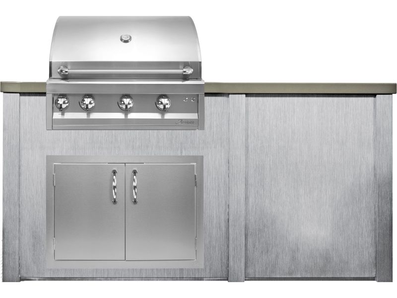 Haven 6 Ft. Outdoor Kitchen Island Harbor Gray w/ Artisan Professional 32-Inch Grill, Access Doors - HART72PANHG