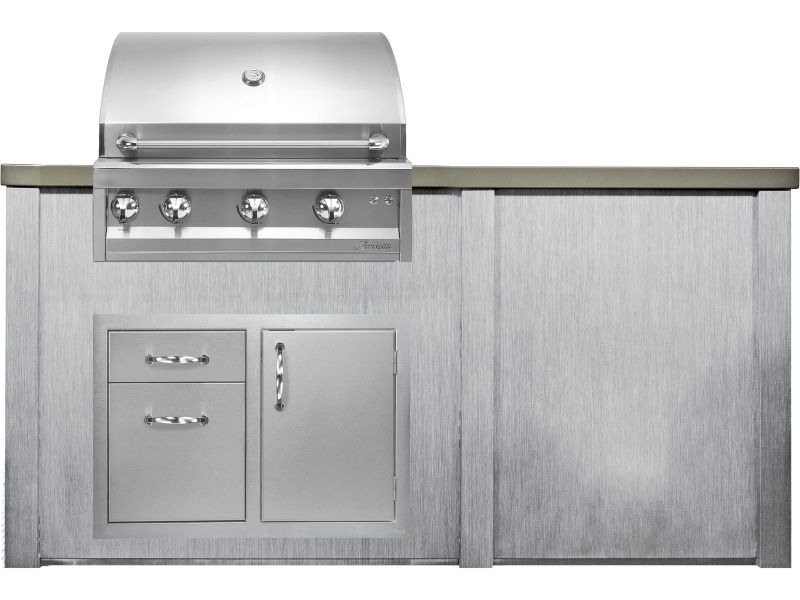 Haven 6 Ft. Outdoor Kitchen Island Harbor Gray w/ Artisan Professional 32-Inch Grill, Access Doors - HART72PANHG
