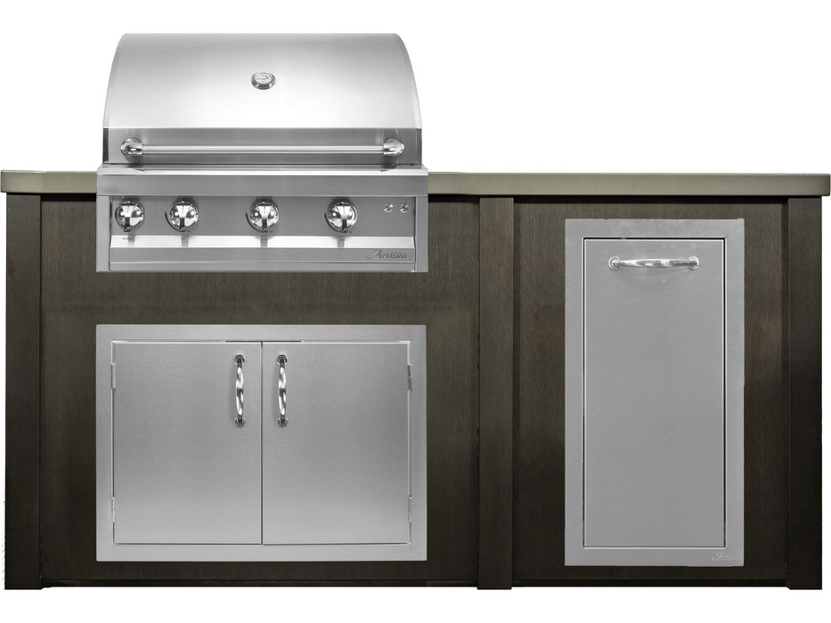 Haven 6 Ft. Outdoor Kitchen Island Antique Bronze w/ Artisan Professional 32-Inch Grill, Access Doors & Trash Center - HART72TRASHAB