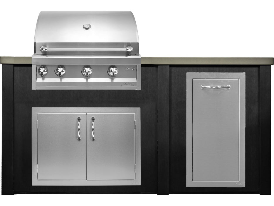Haven 6 Ft. Outdoor Kitchen Island Antique Bronze w/ Artisan Professional 32-Inch Grill, Access Doors & Trash Center - HART72TRASHBB