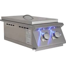 RCS Premier Series Built-In Natural Gas Double Side Burner W/ Blue LED Lights - RJCSSBL