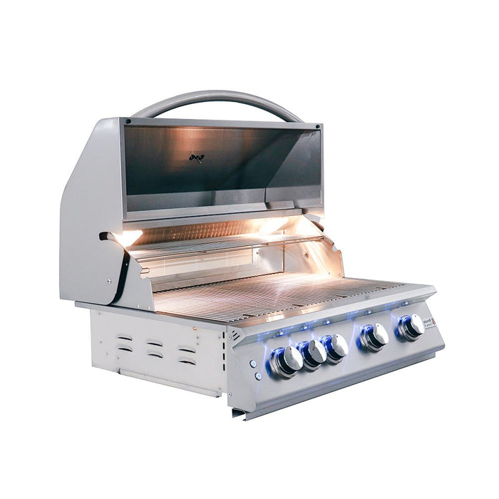 RCS Premier Series 32-Inch 4-Burner Built-In Natural Gas Grill With Rear Infrared Burner & Grill Lights - RJC32AL