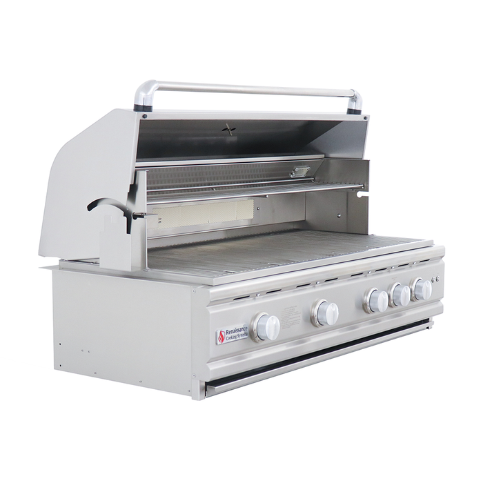 RCS Cutlass Pro 42 Inch Built-In Gas Grill w/ Ceramic Briquette Tray Flame Tamers - RON42B