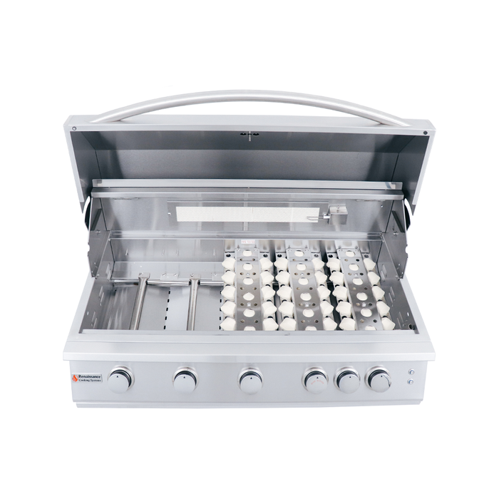 RCS Premier Series 40-Inch 5-Burner Built-In Natural Gas Grill With Rear Infrared Burner & Grill Lights - RJC40AL