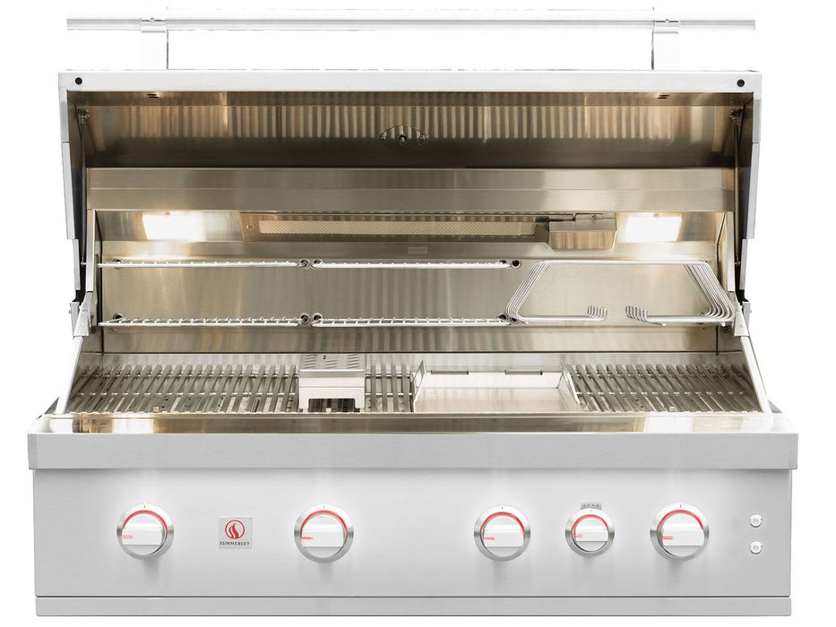 Summerset Quest 42-Inch 4 Burner Built-In Gas Grill with Rear Infrared Burner, Rotisserie Kit & Drop-In Griddle Plate - QST42