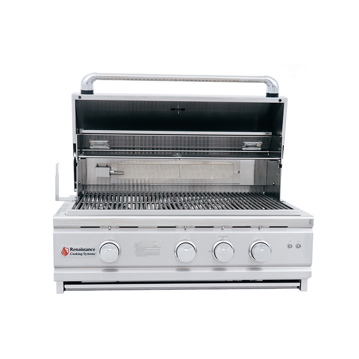 RCS Cutlass Pro 30 Inch Built-In Grill w/ Ceramic Briquette Tray Flame Tamers - RON30B