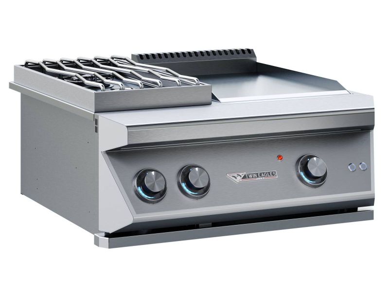 Twin Eagles 30-Inch Built-In Dine & Breakfast Club Gas Double Burners & Teppanyaki Grill Combo