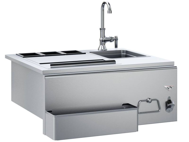Twin Eagles 30-Inch Built-In Stainless Steel Outdoor Bar With Sink and Ice Bin Cooler