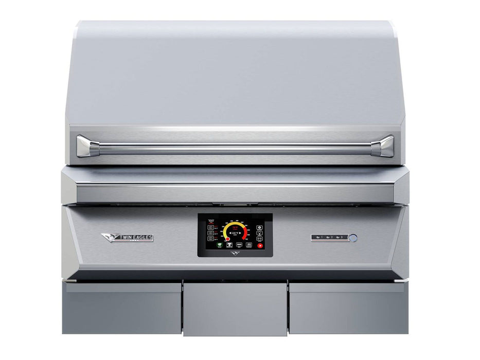Twin Eagles Wi-Fi Controlled 36-Inch Stainless Steel Pellet Grill and Smoker with Rotisserie On Deluxe Cart