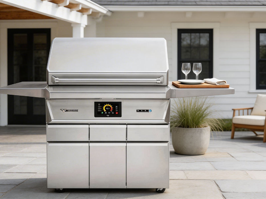Twin Eagles Wi-Fi Controlled 36-Inch Stainless Steel Pellet Grill and Smoker with Rotisserie On Deluxe Cart