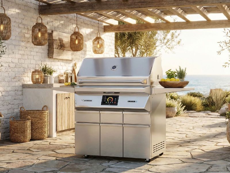 Twin Eagles Wi-Fi Controlled 36-Inch Stainless Steel Pellet Grill and Smoker On Deluxe Cart