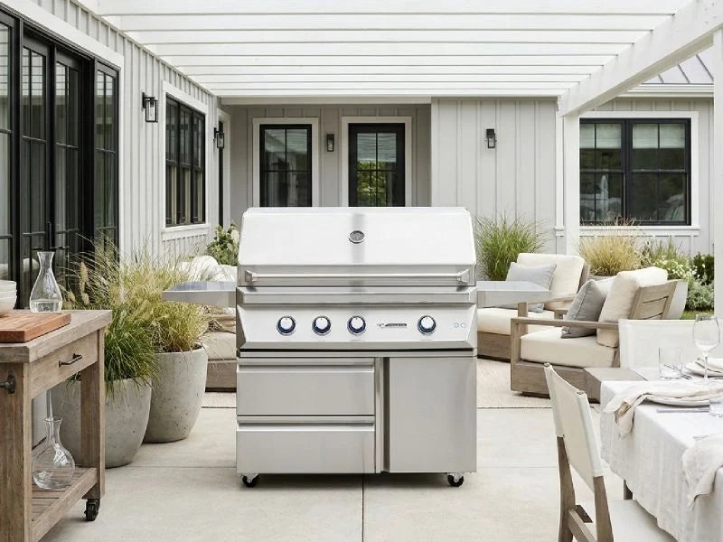 Twin Eagles 42-Inch 3-Burner Gas Grill with Infrared Rotisserie Burner On Deluxe Cart