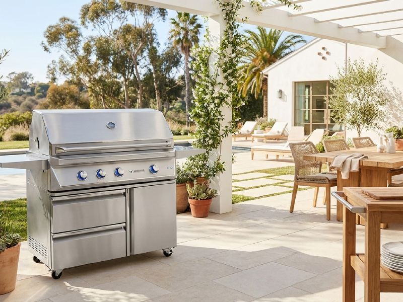 Twin Eagles 42-Inch 3-Burner Gas Grill with Sear Zone & Infrared Rotisserie Burner On Deluxe Cart