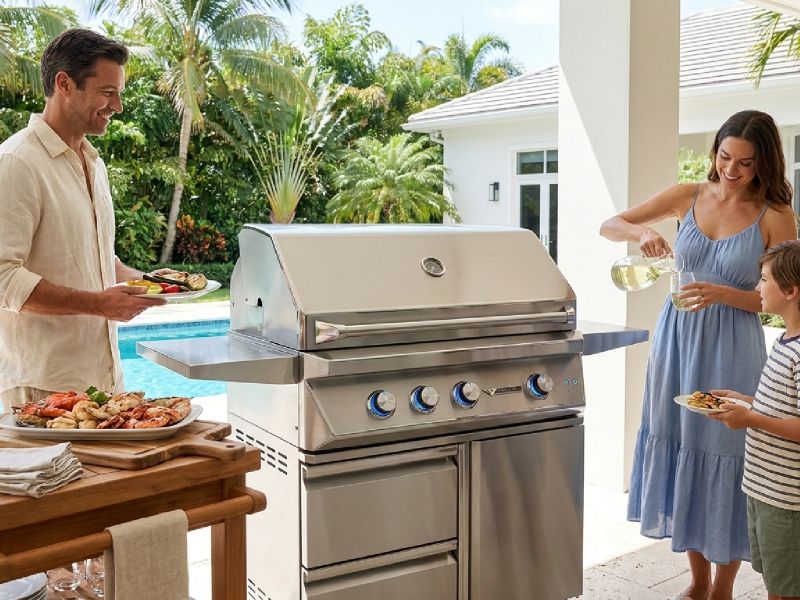 Twin Eagles 36-Inch 3-Burner Gas Grill with Infrared Rotisserie Burner On Deluxe Cart
