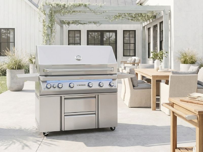 Twin Eagles 54-Inch 4-Burner Gas Grill with Sear Zone & Two Infrared Rotisserie Burners On Deluxe Cart