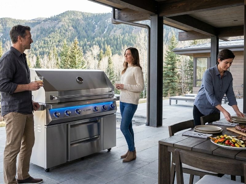 Twin Eagles 54-Inch 4-Burner Gas Grill with Sear Zone & Two Infrared Rotisserie Burners On Deluxe Cart