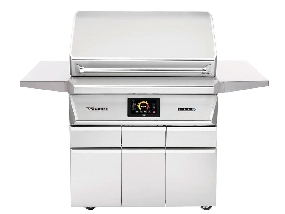 Twin Eagles Wi-Fi Controlled 36-Inch Stainless Steel Pellet Grill and Smoker with Rotisserie On Deluxe Cart