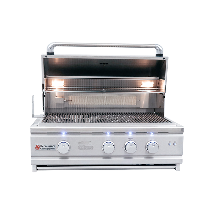 RCS Cutlass Pro 30 Inch Built-In Grill w/ Ceramic Briquette Tray Flame Tamers - RON30B