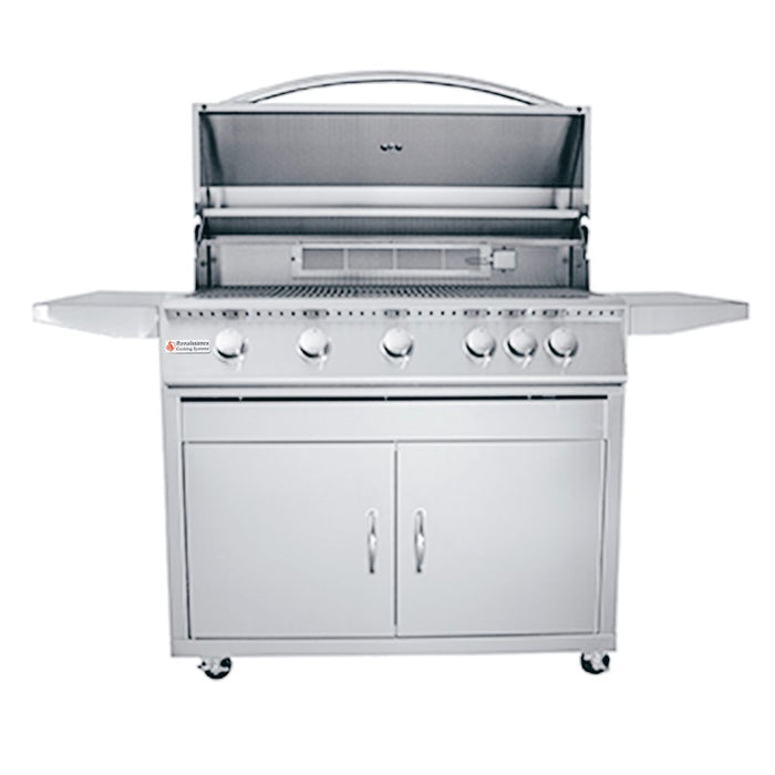 RCS Premier Series 40-Inch 5-Burner Built-In Natural Gas Grill With Rear Infrared Burner & Grill Lights - RJC40AL